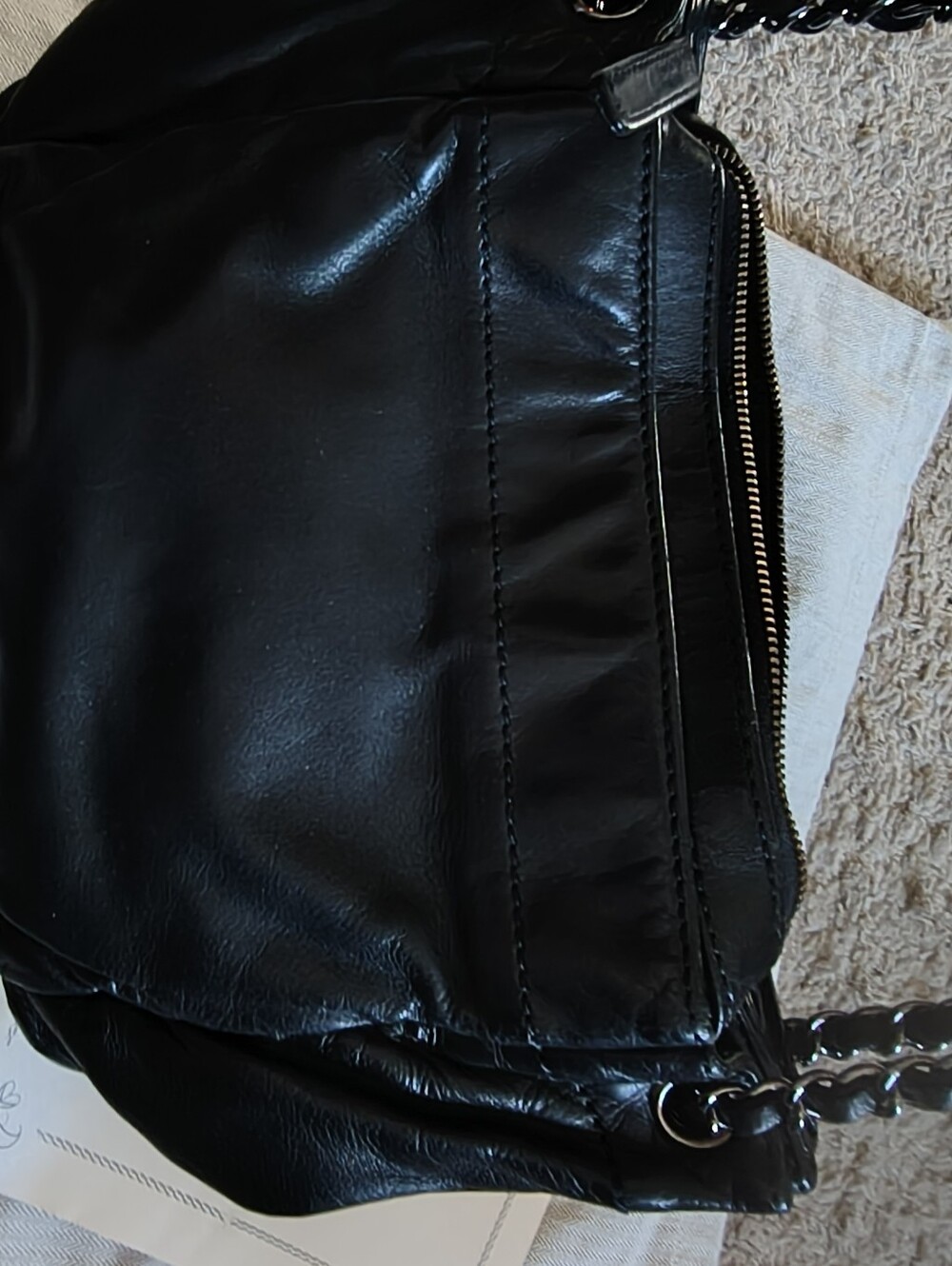 For Trade CHANEL Black LAX Accordion Leather Shoulder Bag - Picture 8 of 14